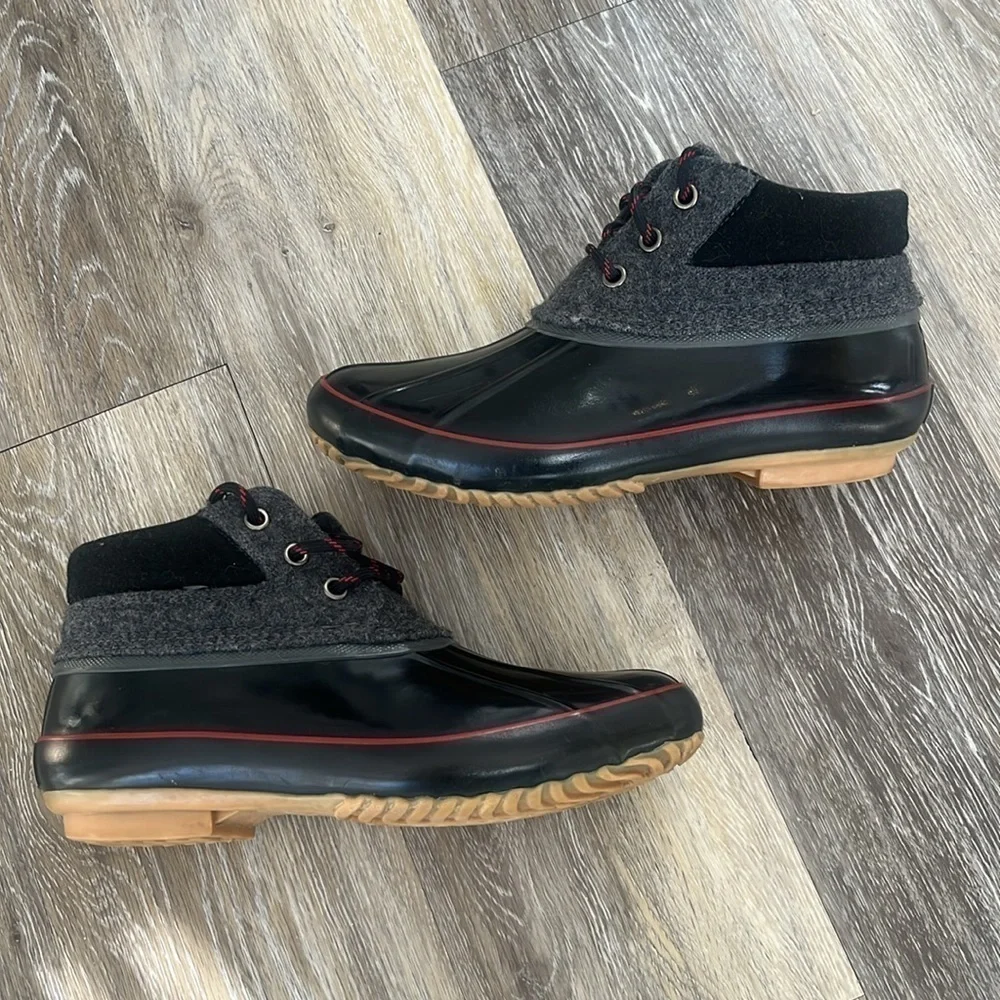Bass Mandarin spring rain duck short ankle boots size 8 waterproof gray black - Picture 7 of 9